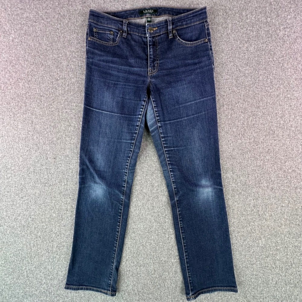 Lauren Ralph Lauren Jeans Womens 4 Modern Straight Curvy Dark Wash Stretch Denim